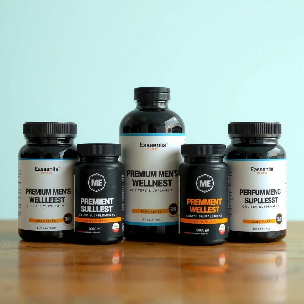 Men's wellness products display